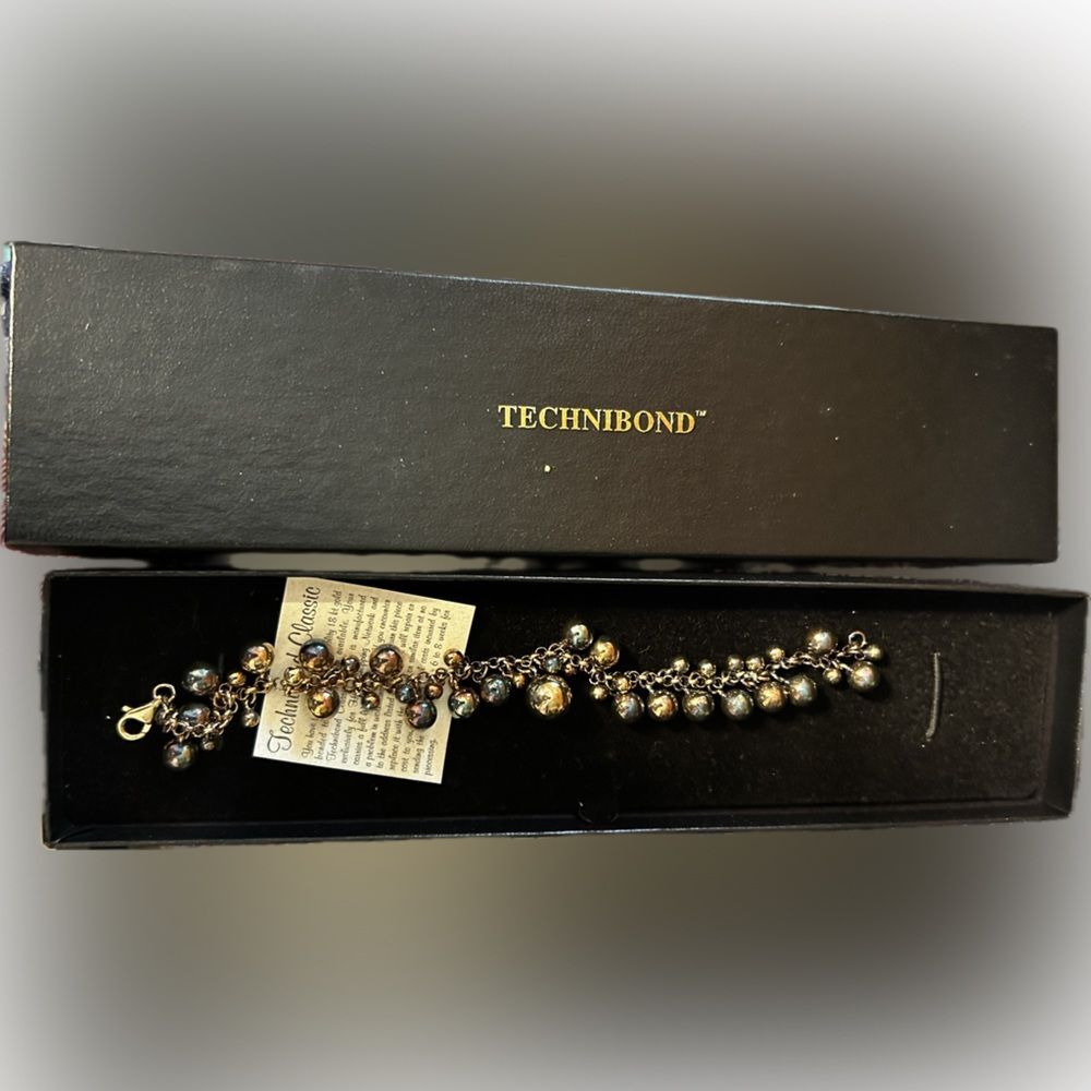 NIB Technibond Classic 18k Gold Bonded Beaded Bracelet